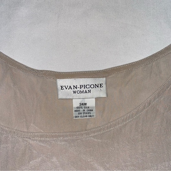 Evan Picone Women's Neutral Color Silk Blouse Size 24W - Picture 2 of 4